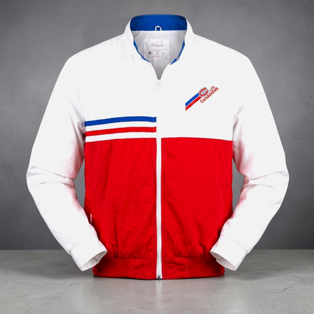 VTG 90s Vesports Montreal Canadiens NHL Windbreaker Jacket Mens Medium White Red